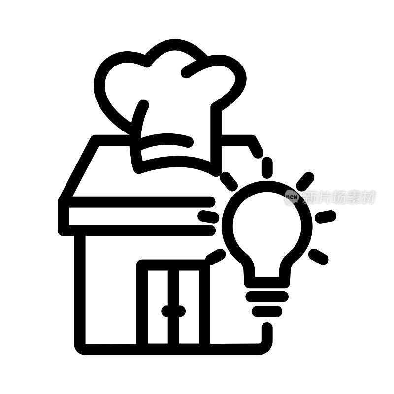 餐厅图标插图与灯泡。行图标样式。适合餐厅icon。电子商务相关图标。简单的矢量设计可编辑。32 x 32像素完美